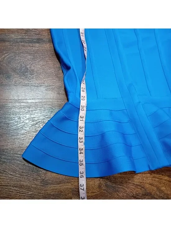 Maketina Mermaid Dress Women's M Blue Spaghetti Strap V-Neck Midi Cocktail Banda - Picture 8 of 9